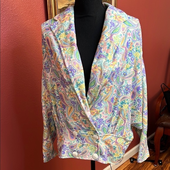 Rare Vintage 80's Blazer in a Vibrant Paisley Proint - Picture 1 of 8